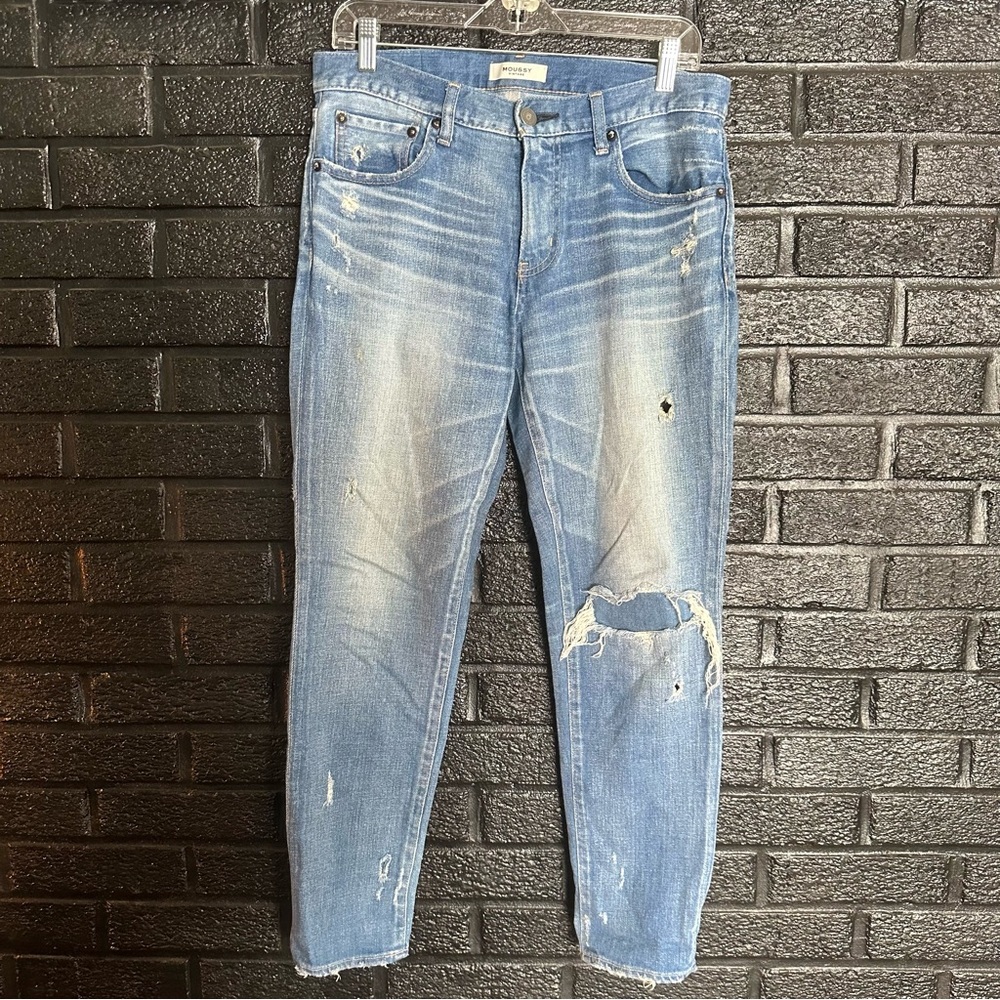 Moussy Vintage Lenwood Skinny Ankle Jeans Light Blue Size 28